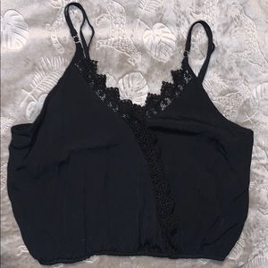 Black lace crop top
